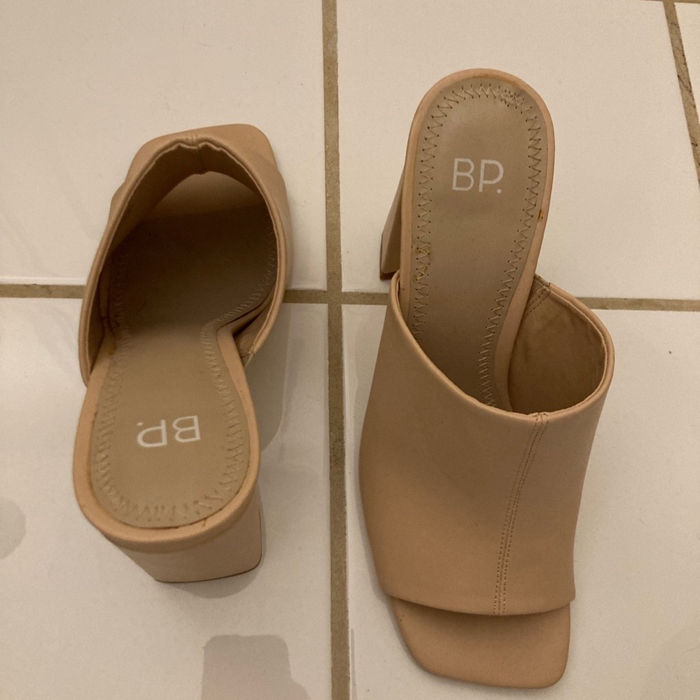 BP. Nude thick strap heels